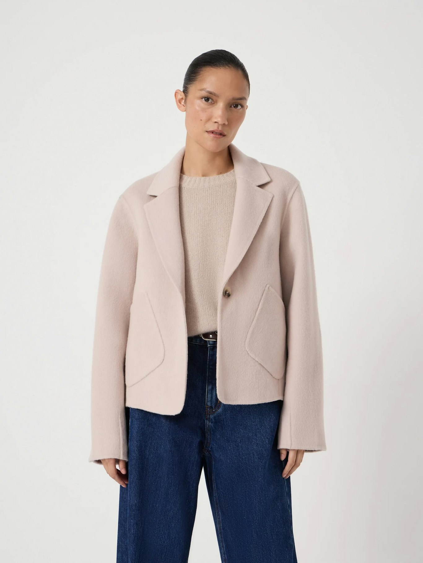 014229-1221-01 Mina Pure Wool Double Faced Cropped Blazer