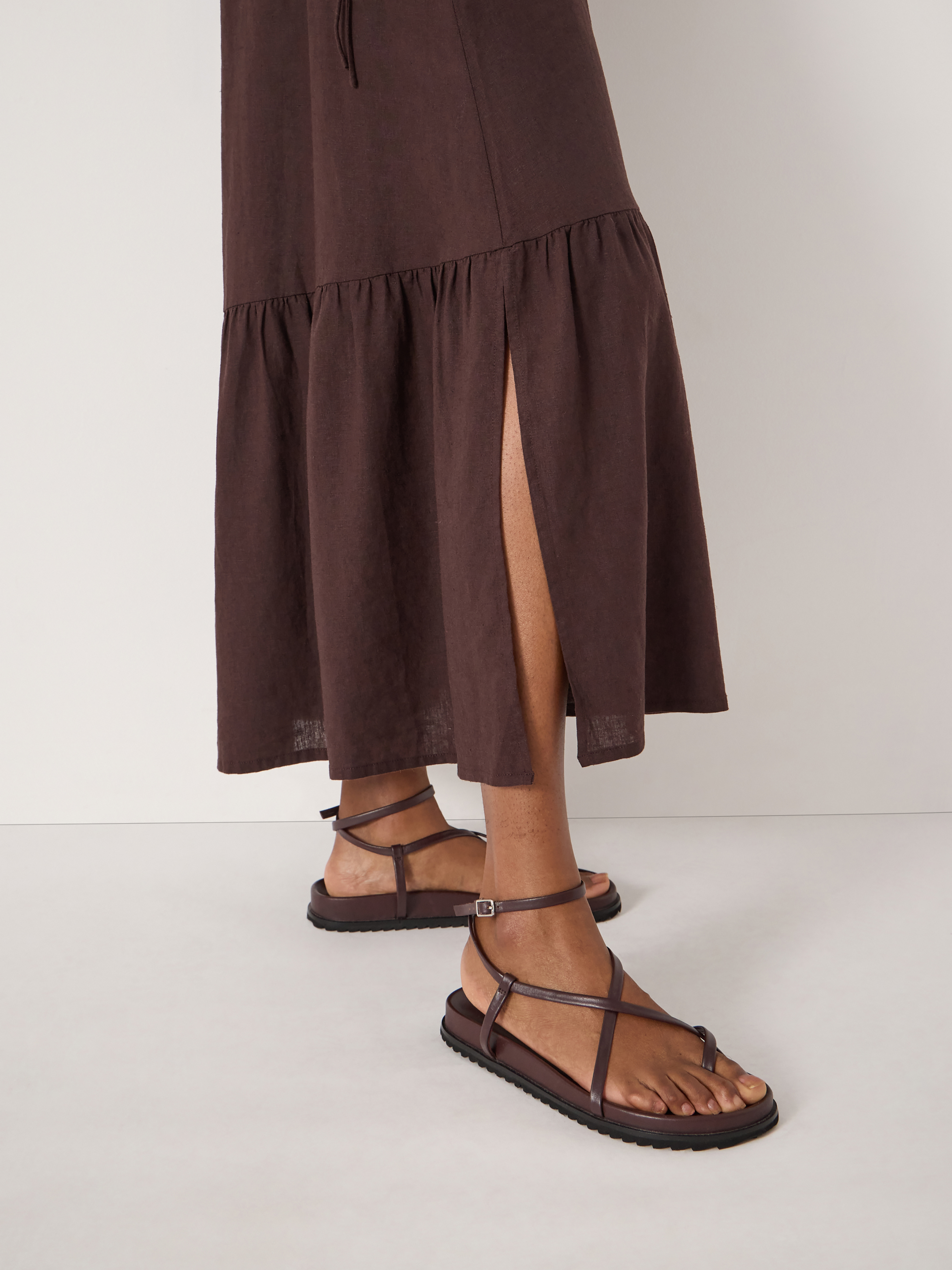 Leni Shirred Linen Beach Dress