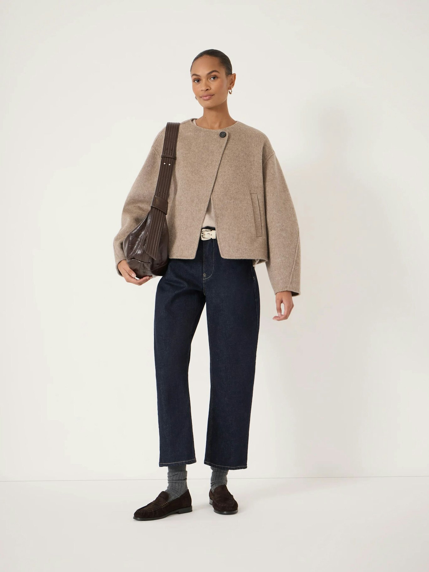 014278-4696-02 Linnie Pure Wool Double Faced Collarless Jacket