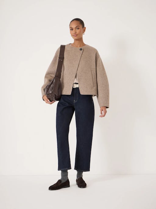 Pure Wool Double Faced Collarless Jacket