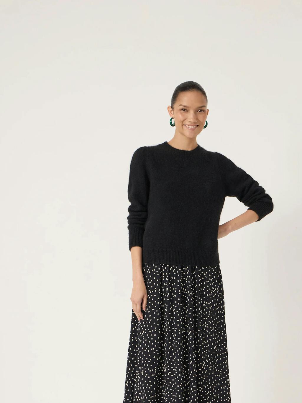 014368-4867-01 Cesca Polka Dot Asymmetric Skirt