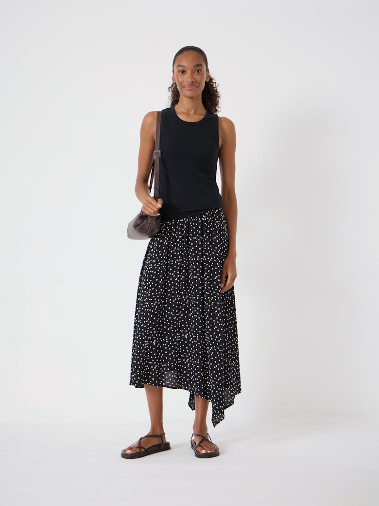 Cesca Polka Dot Asymmetric Skirt