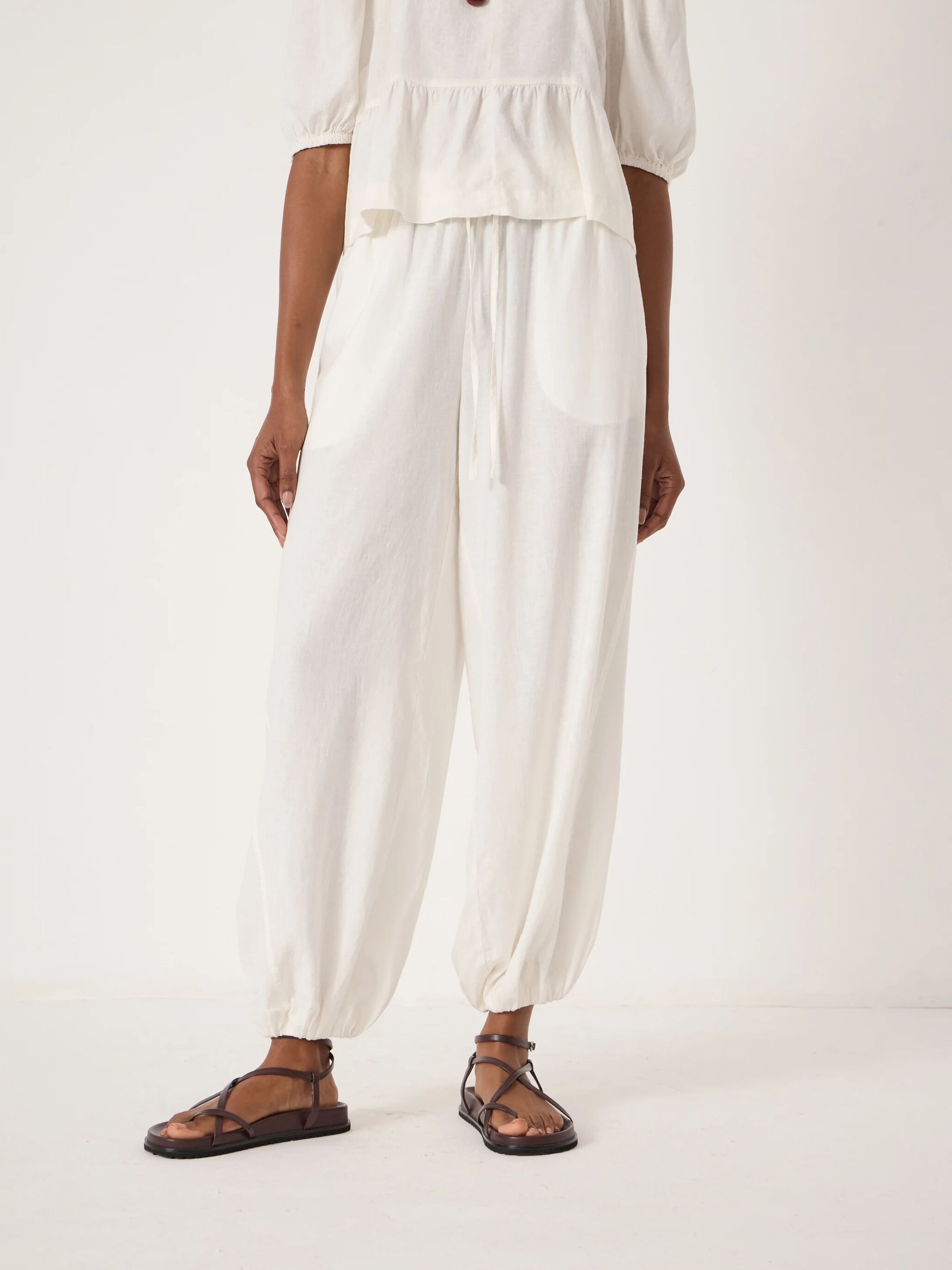 Tove Linen Balloon Beach Trouser (Pearl White)