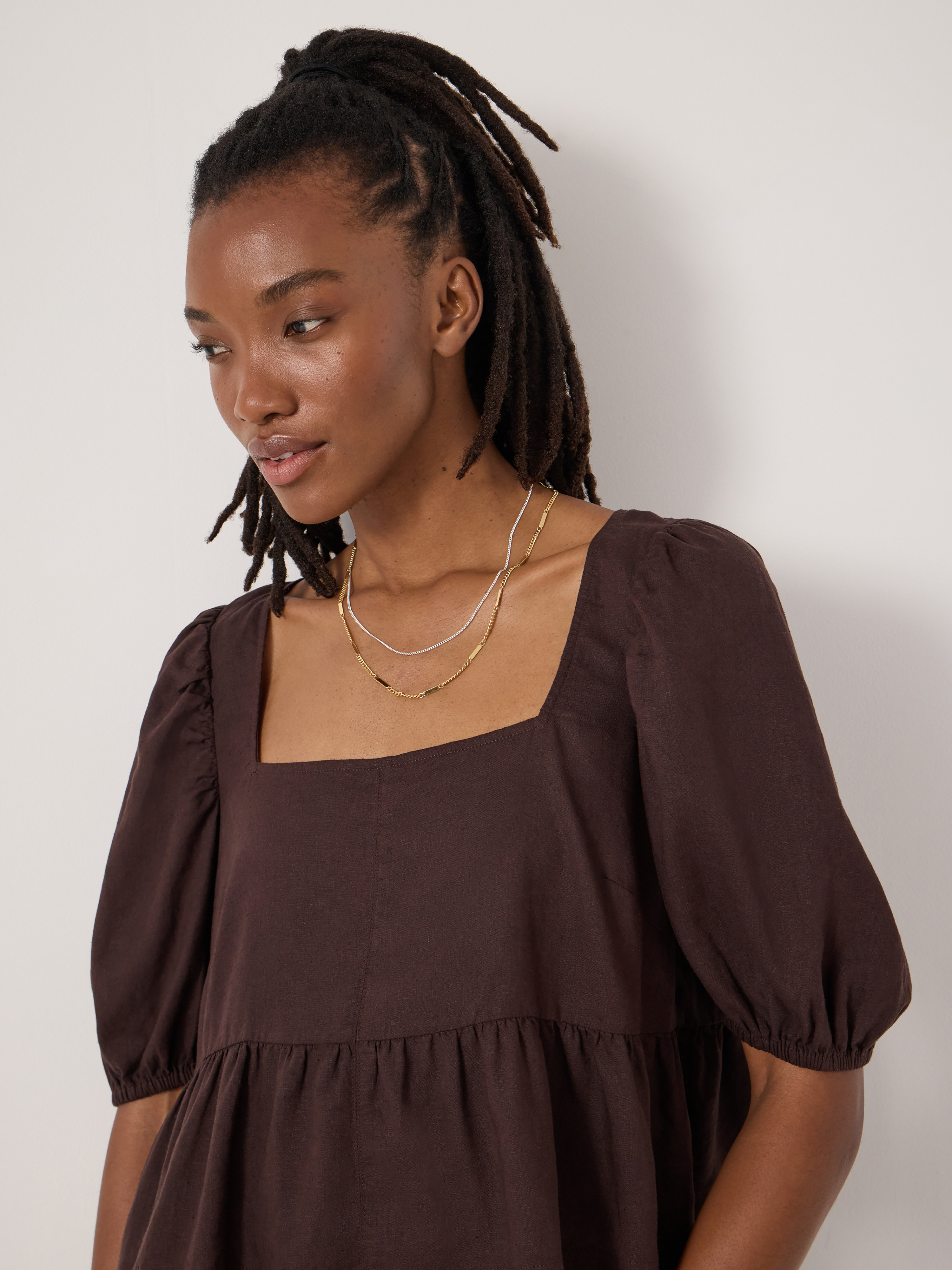 Alva Puff Sleeve Linen Beach Top