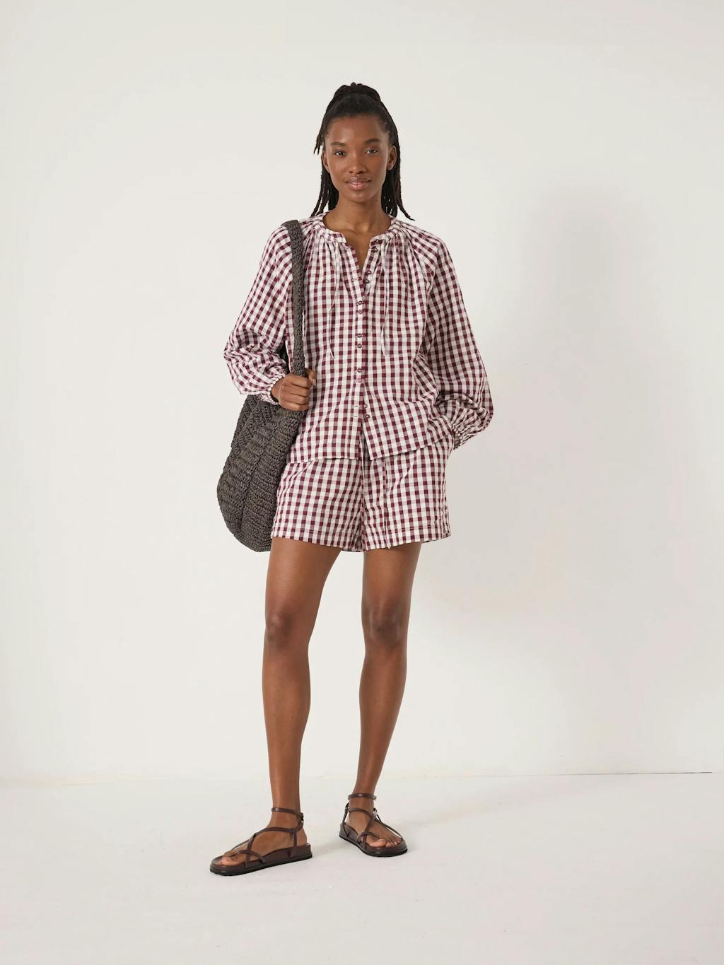 014379-3278-01 Ernie Gathered Gingham Beach Shorts