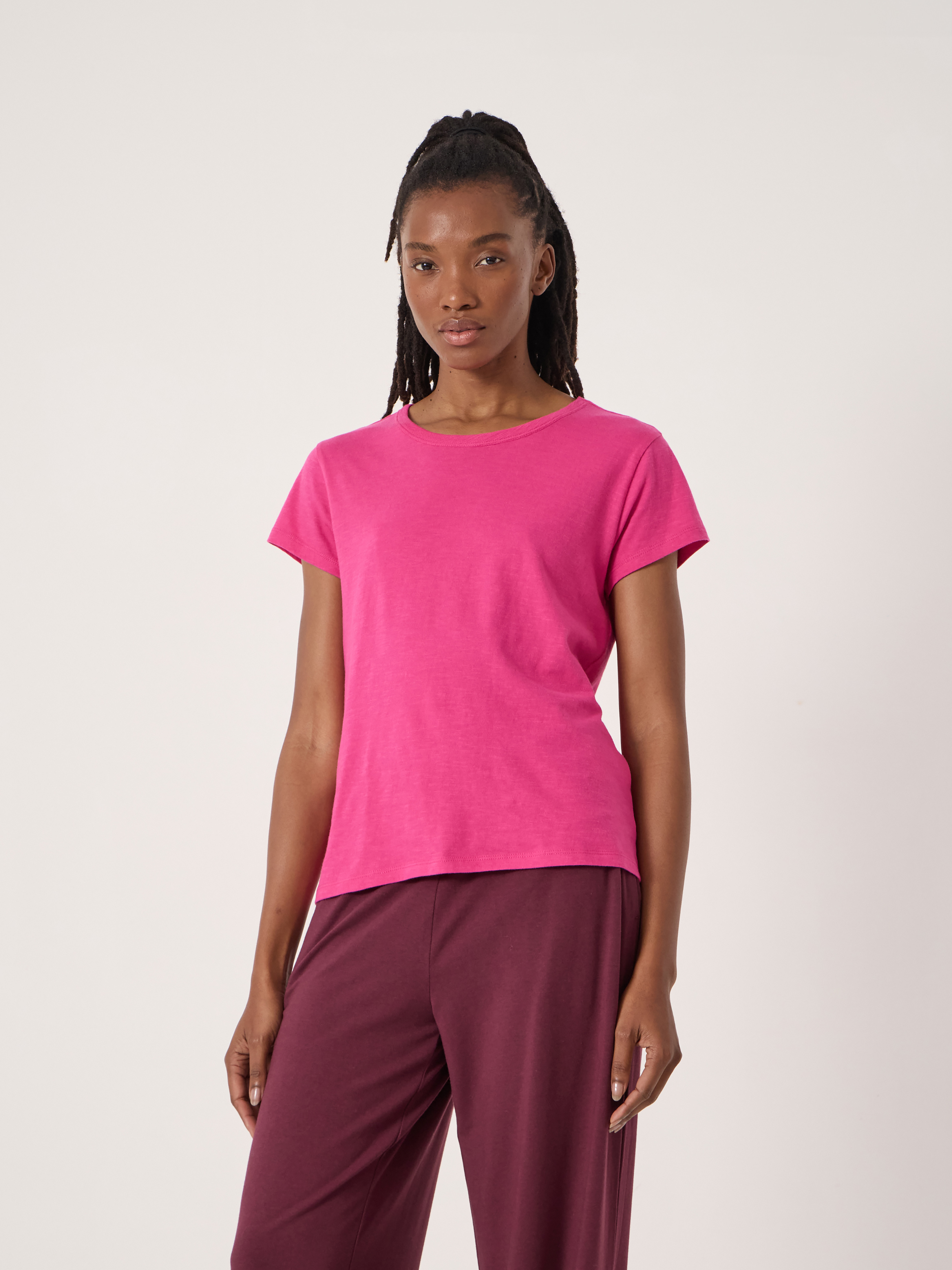 Slim Fit Slub Cotton Crew Neck T-Shirt