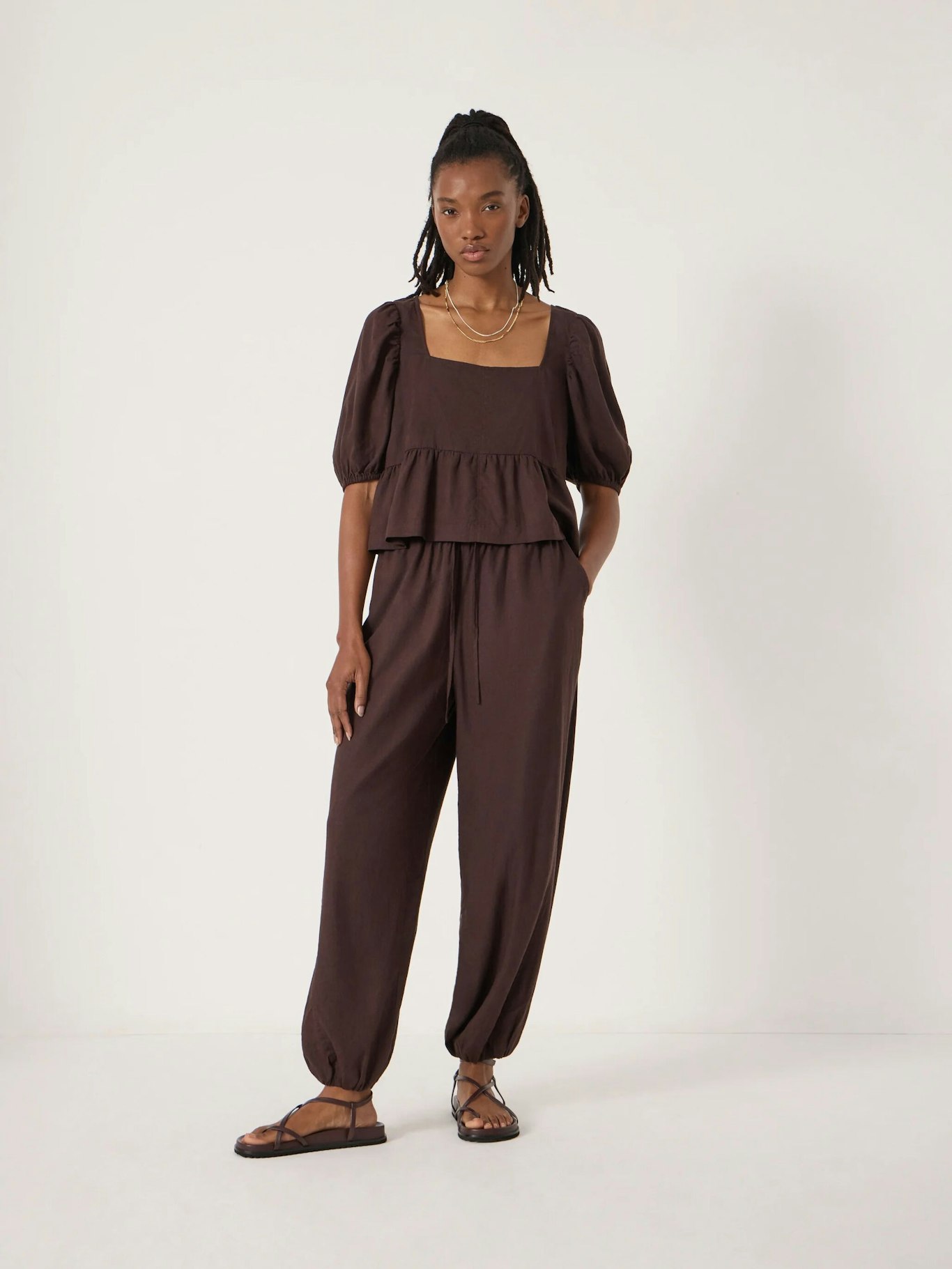 014142-0450-02 Alva Puff Sleeve Linen Beach Top