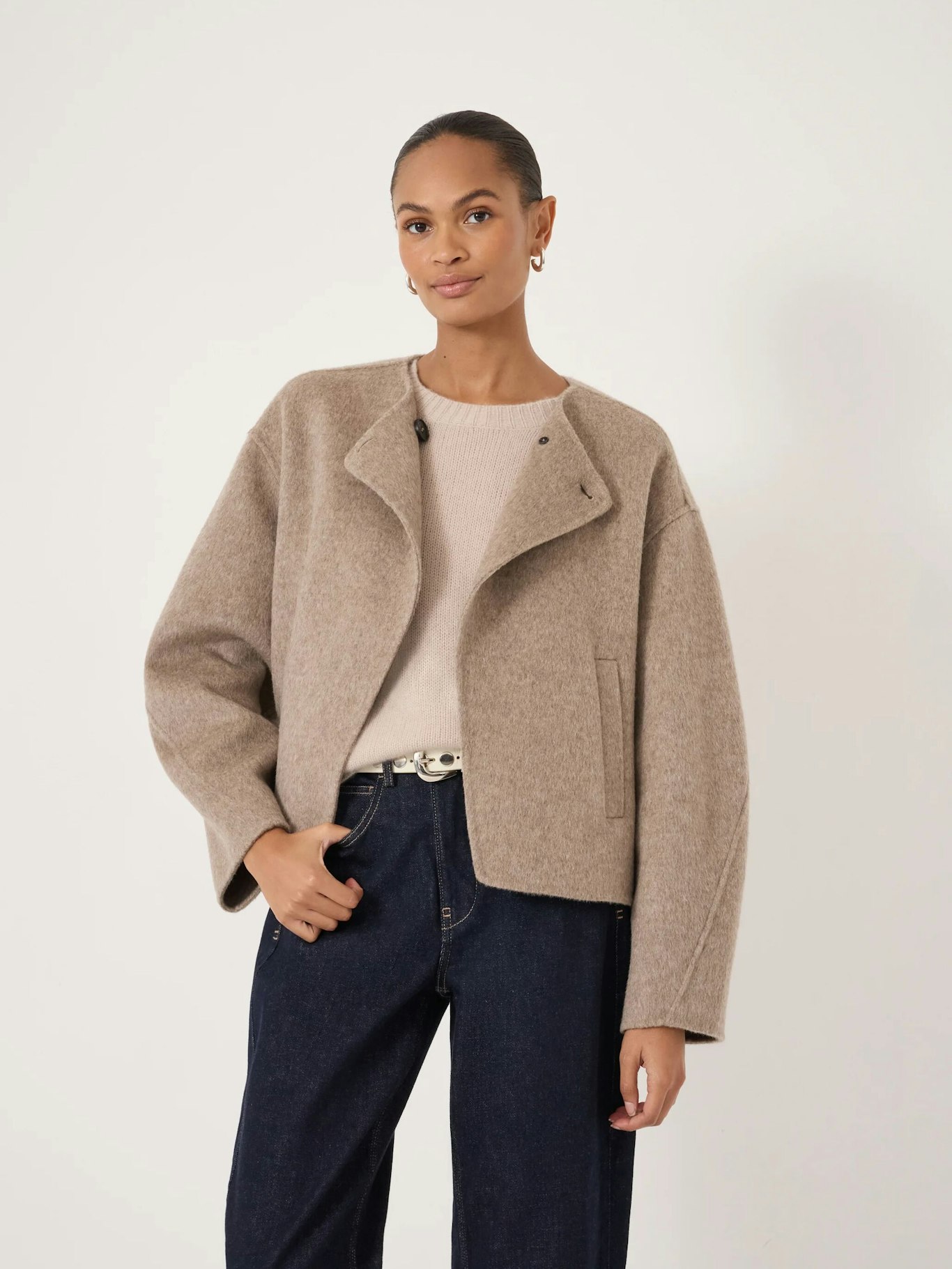 014278-4696-01 Linnie Pure Wool Double Faced Collarless Jacket