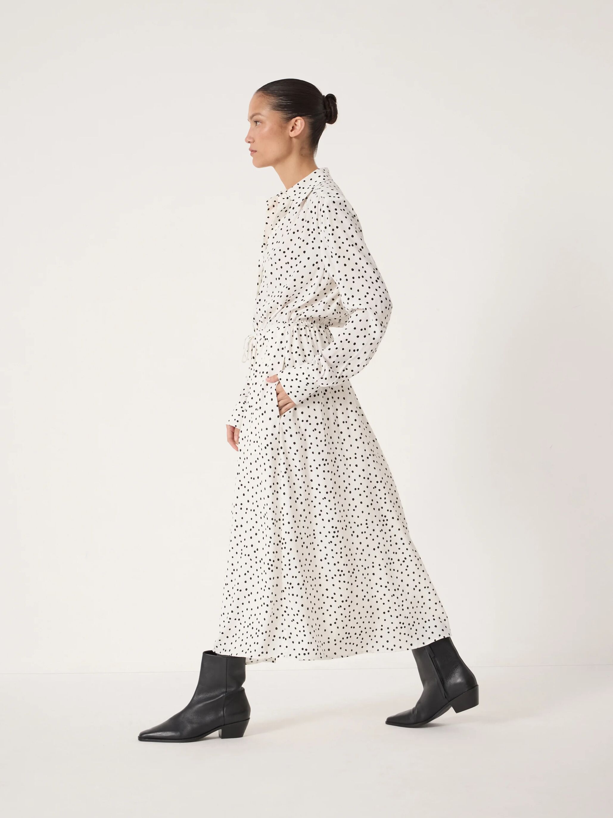 Rosey Polka Dot Midi Shirt Dress