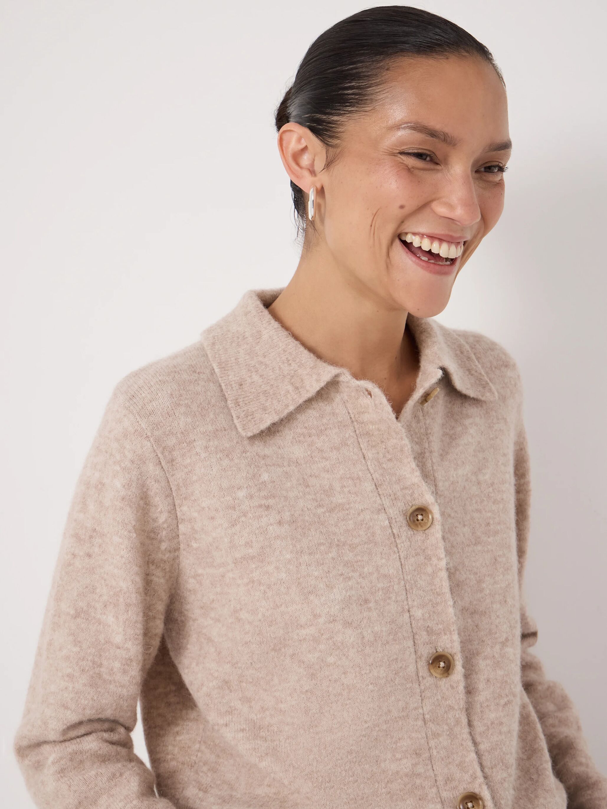 Cedar Wool Blend Collar Detail Cardigan