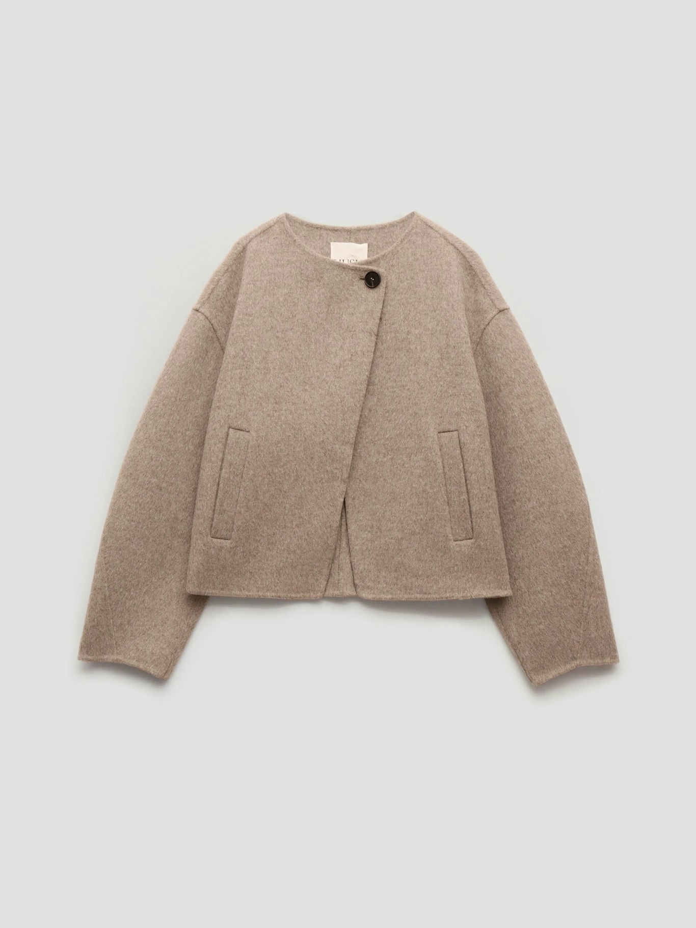014278-4696-07 Linnie Pure Wool Double Faced Collarless Jacket