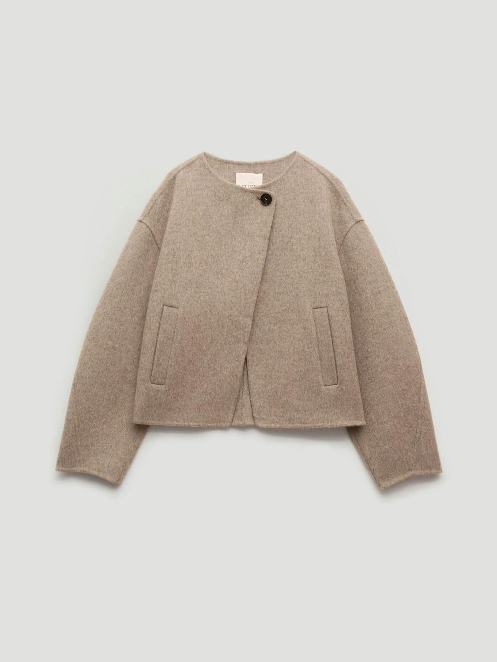 014278-4696-07 Pure Wool Double Faced Collarless Jacket