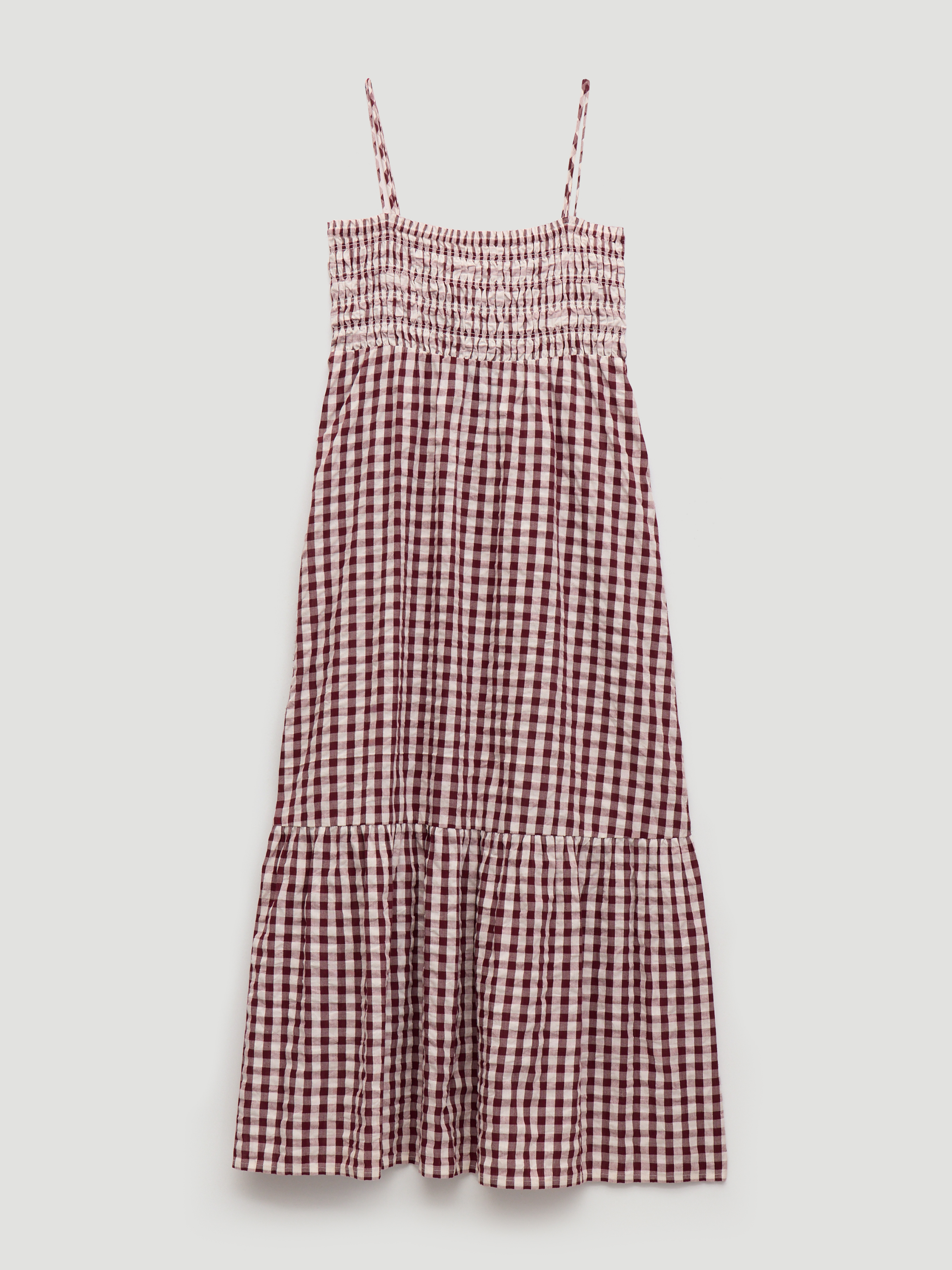 Leni Shirred Gingham Beach Dress