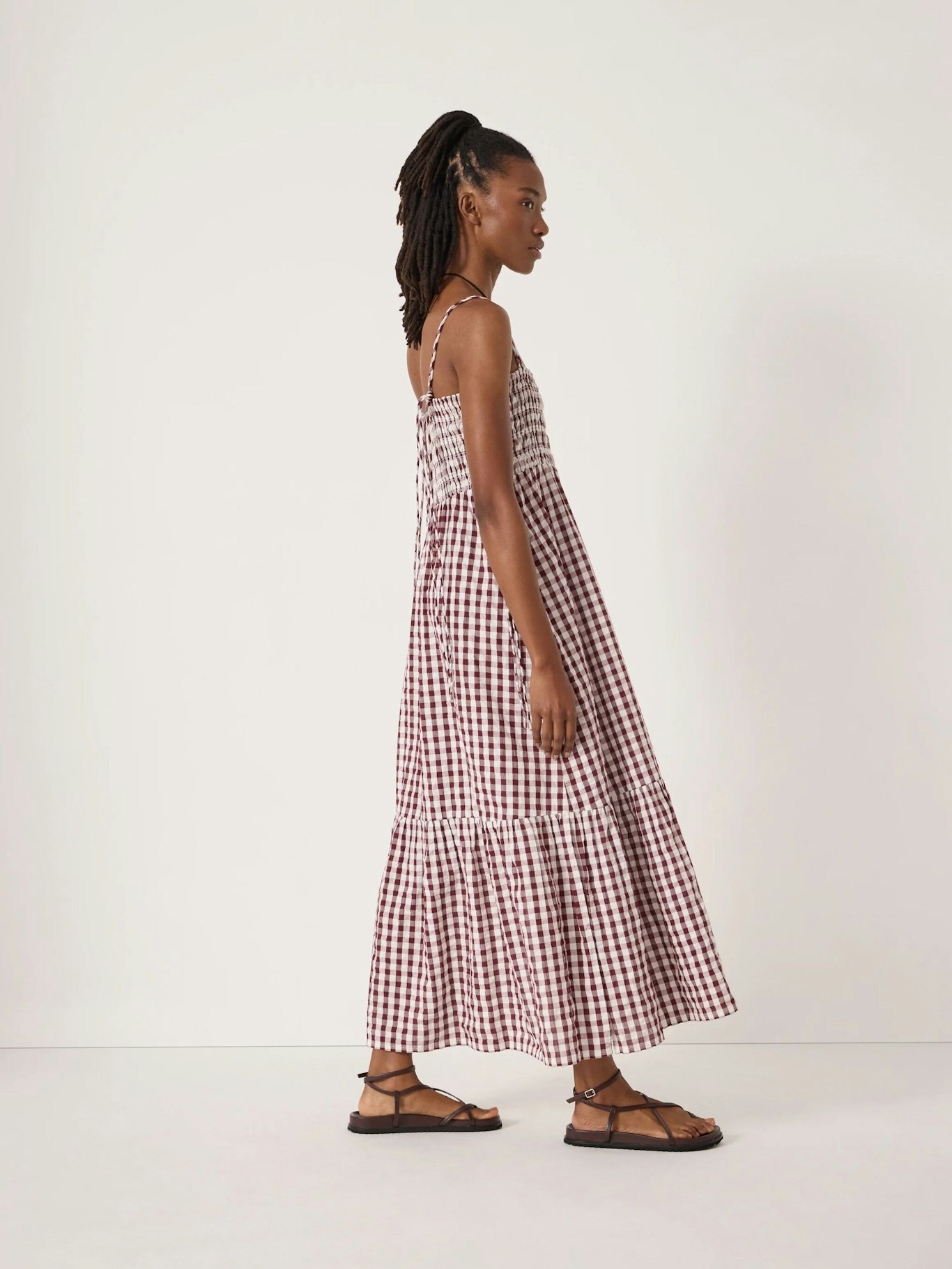 014534-3278-03 Leni Shirred Gingham Beach Dress