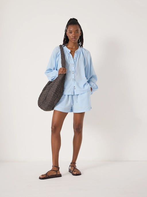 Ernie Gathered Linen Beach Shorts