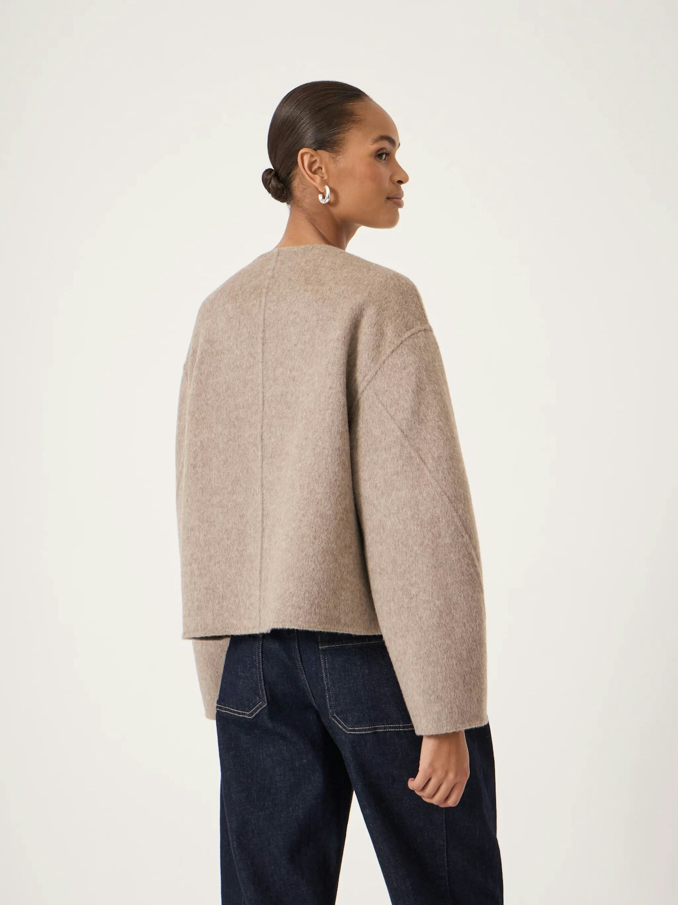014278-4696-03 Linnie Pure Wool Double Faced Collarless Jacket