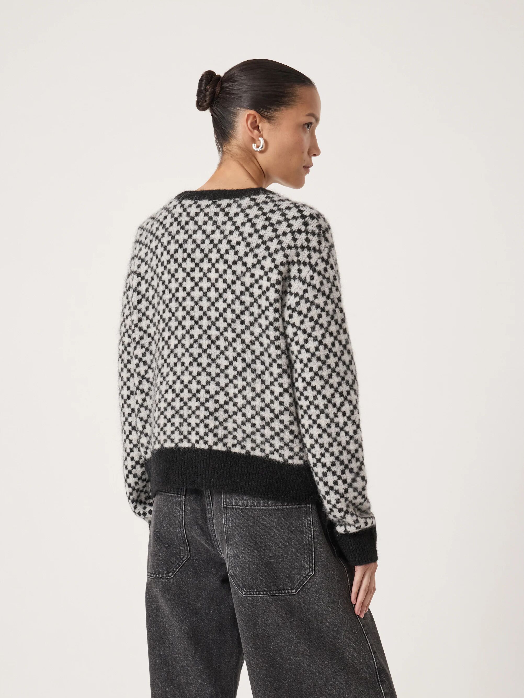 Jacquard Edge-to-Edge Cardigan with Wool