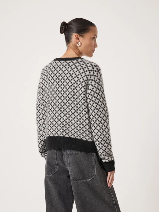 Jacquard Edge-to-Edge Cardigan with Wool