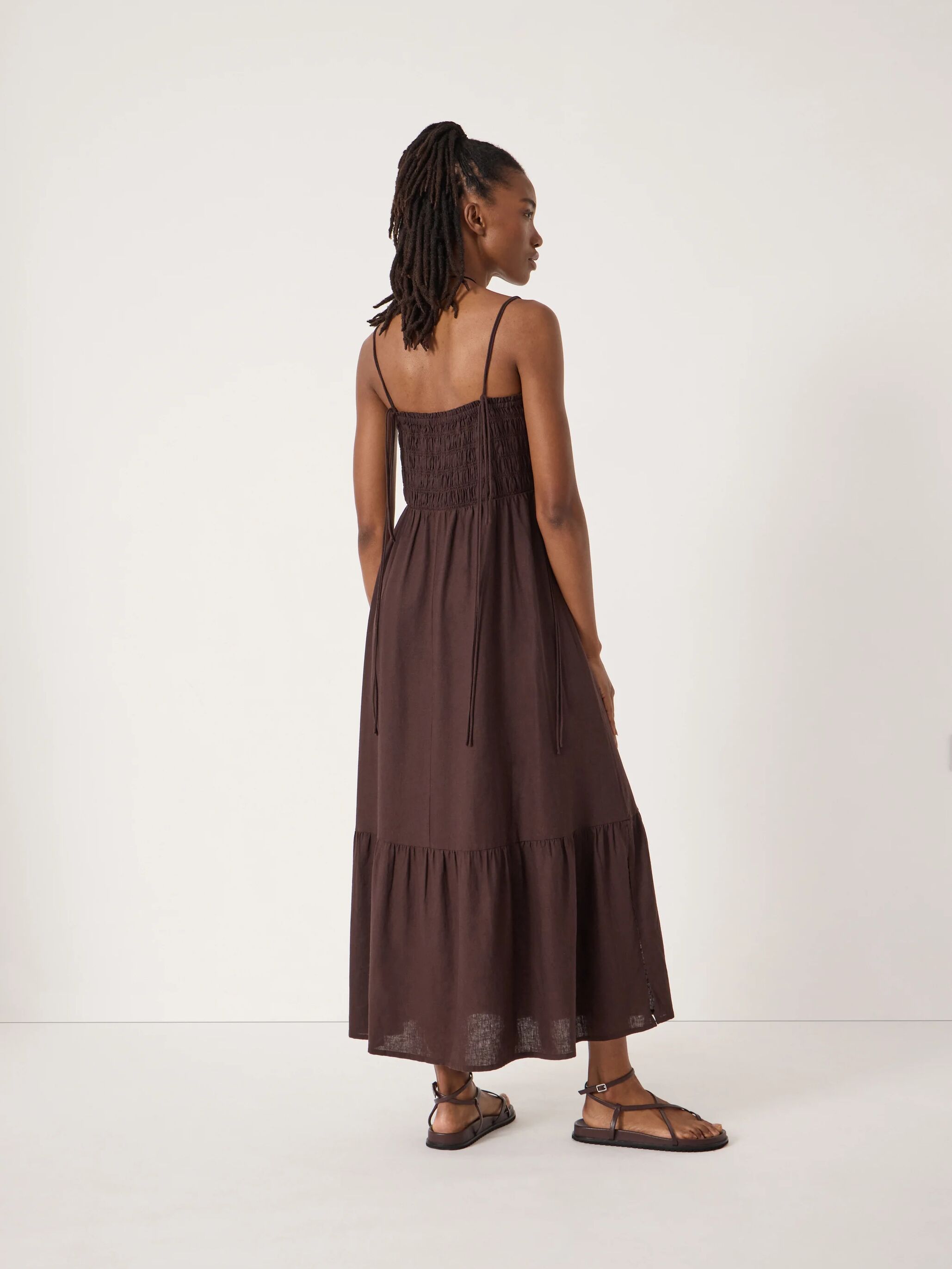 Leni Shirred Linen Beach Dress