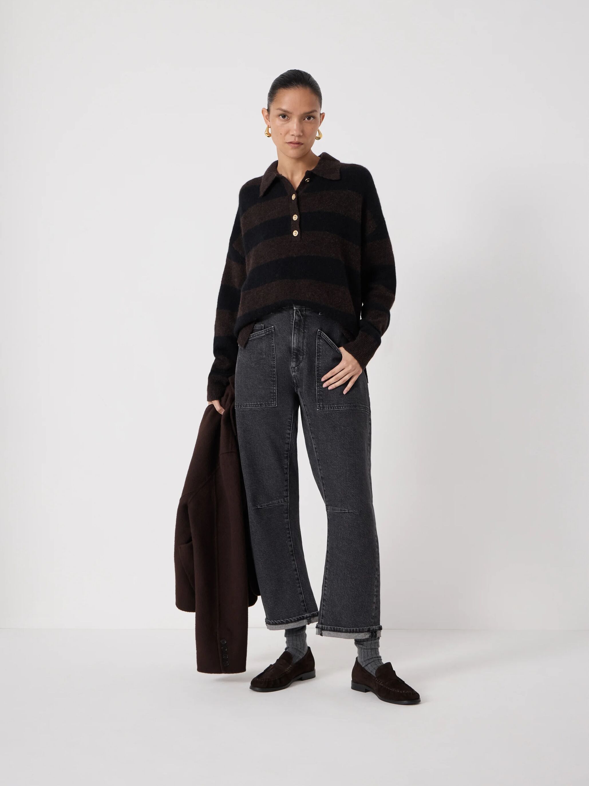 Drew Wool Blend Relaxed Rugby Jumper