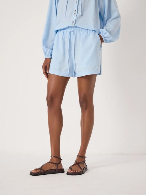 Ernie Gathered Linen Beach Shorts