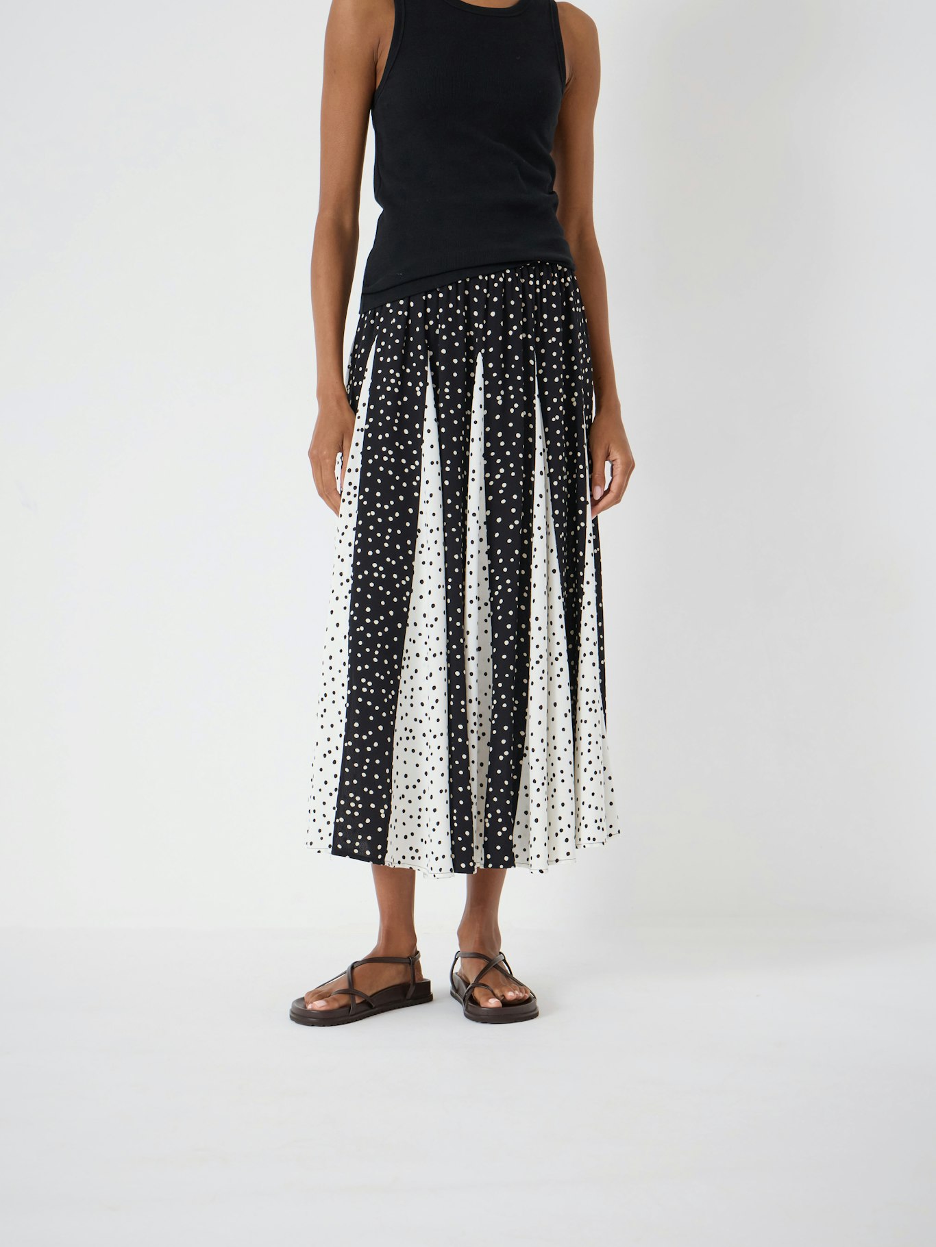 014720-4899-02 Oti Polka Dot Godet Midi Skirt