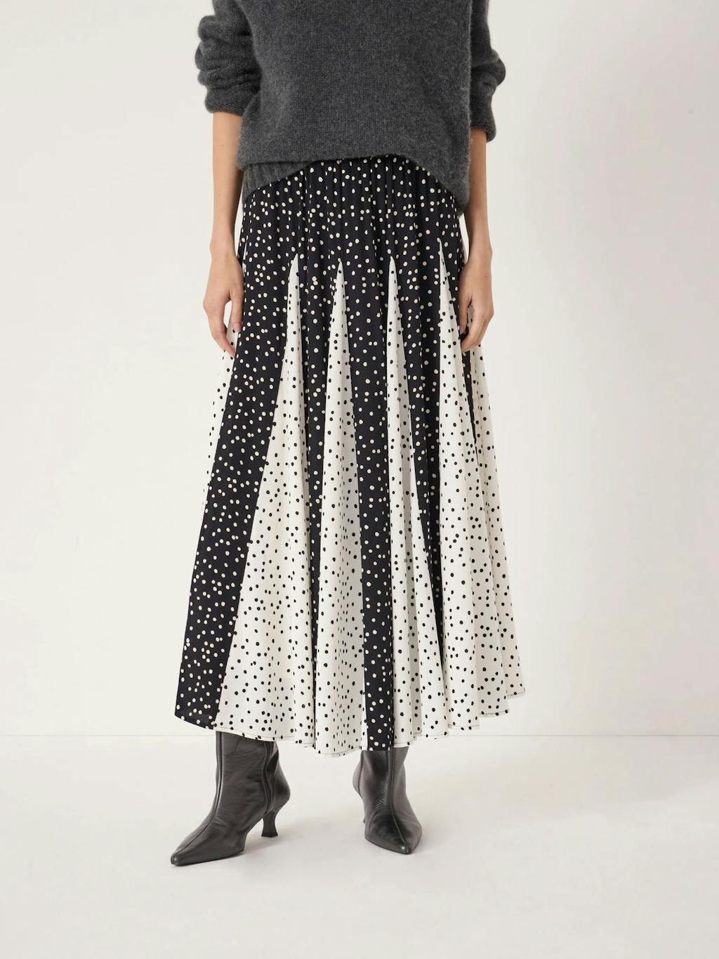 014720-4899-02 Oti Polka Dot Godet Midi Skirt