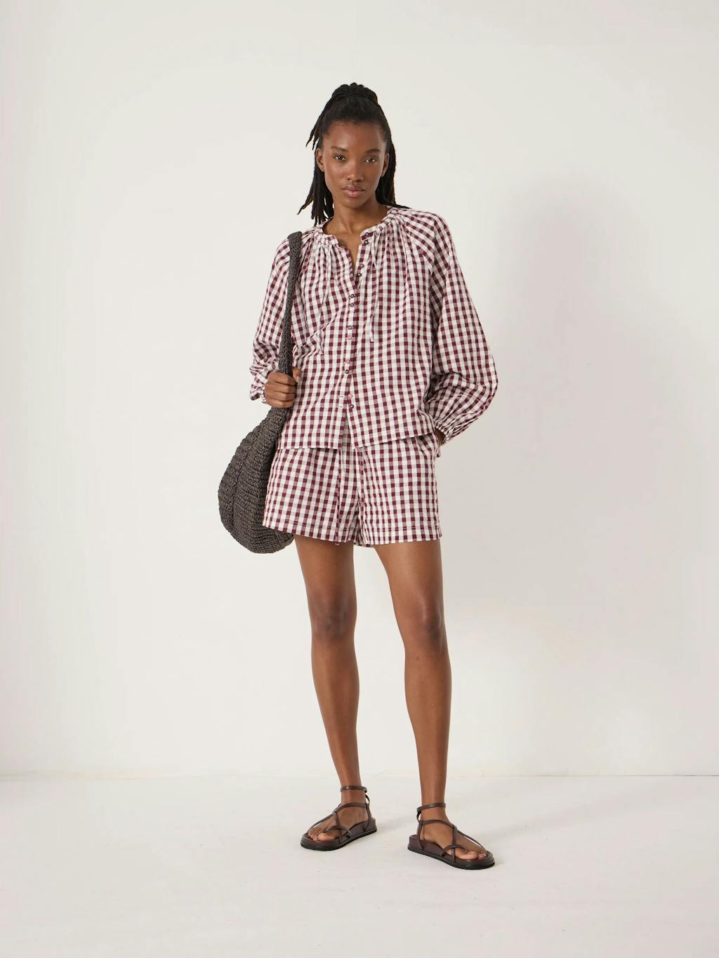 014379-3278-02 Ernie Gathered Gingham Beach Shorts