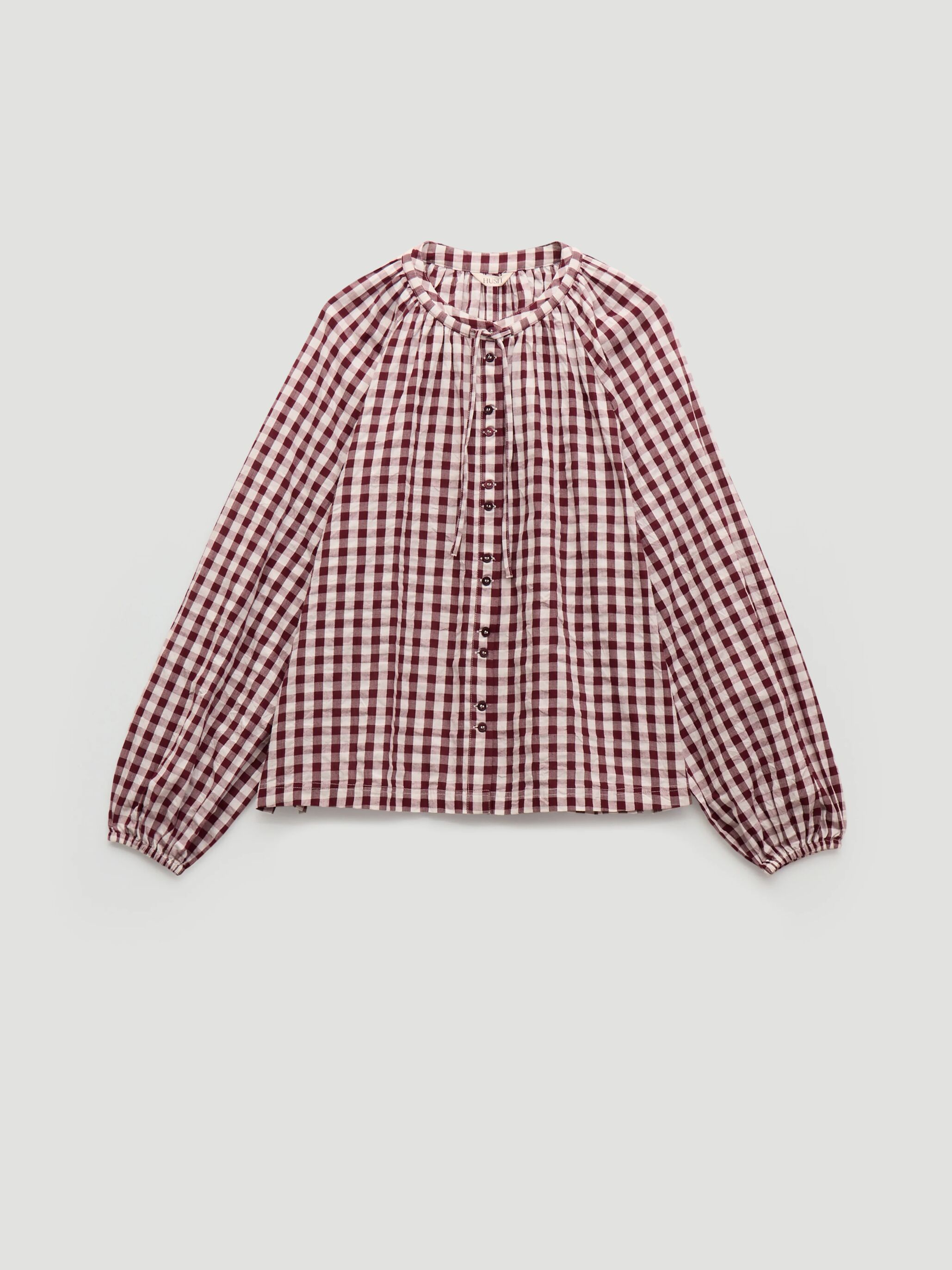 Elsa Gathered Gingham Beach Shirt