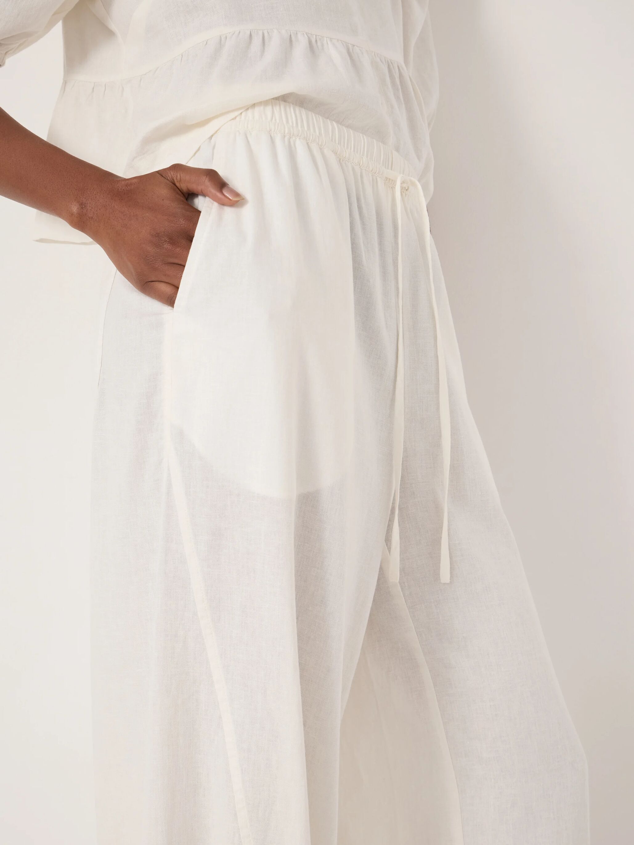 Tove Linen Balloon Beach Trouser (Pearl White)