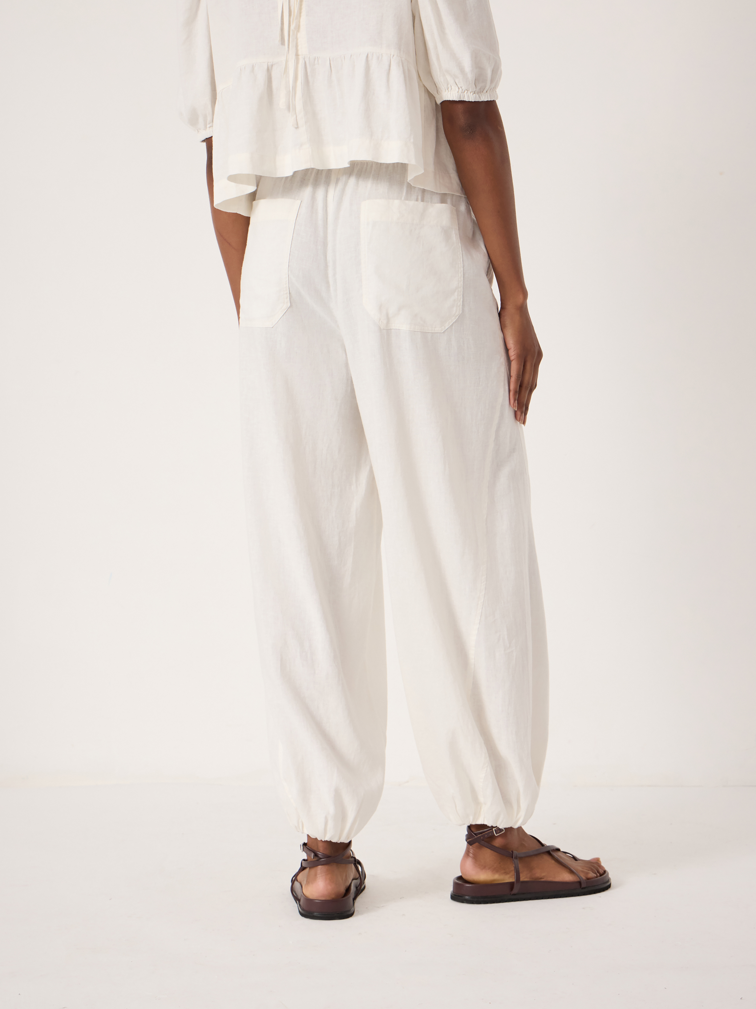 Tove Linen Balloon Beach Trouser (Pearl White)
