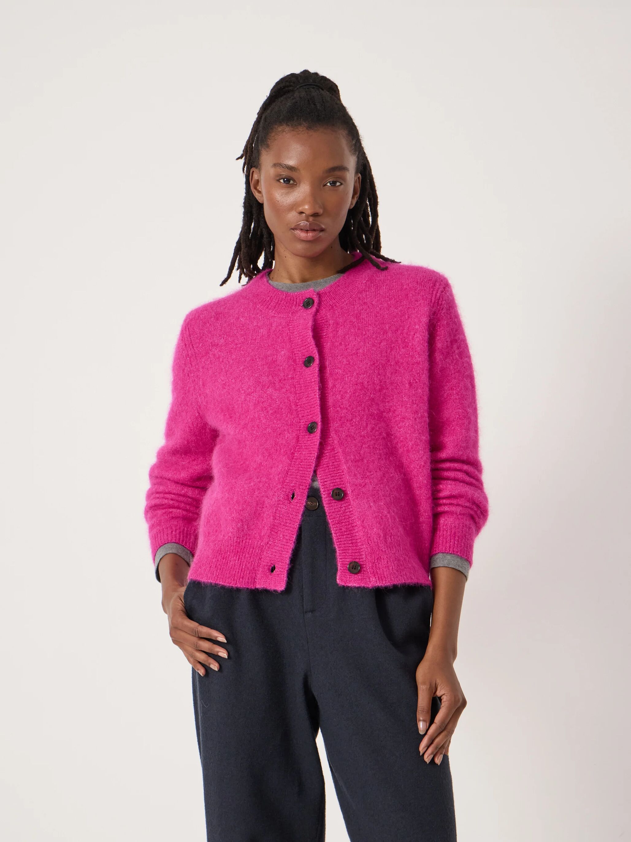Perrin Crew Neck Alpaca Wool Cardigan