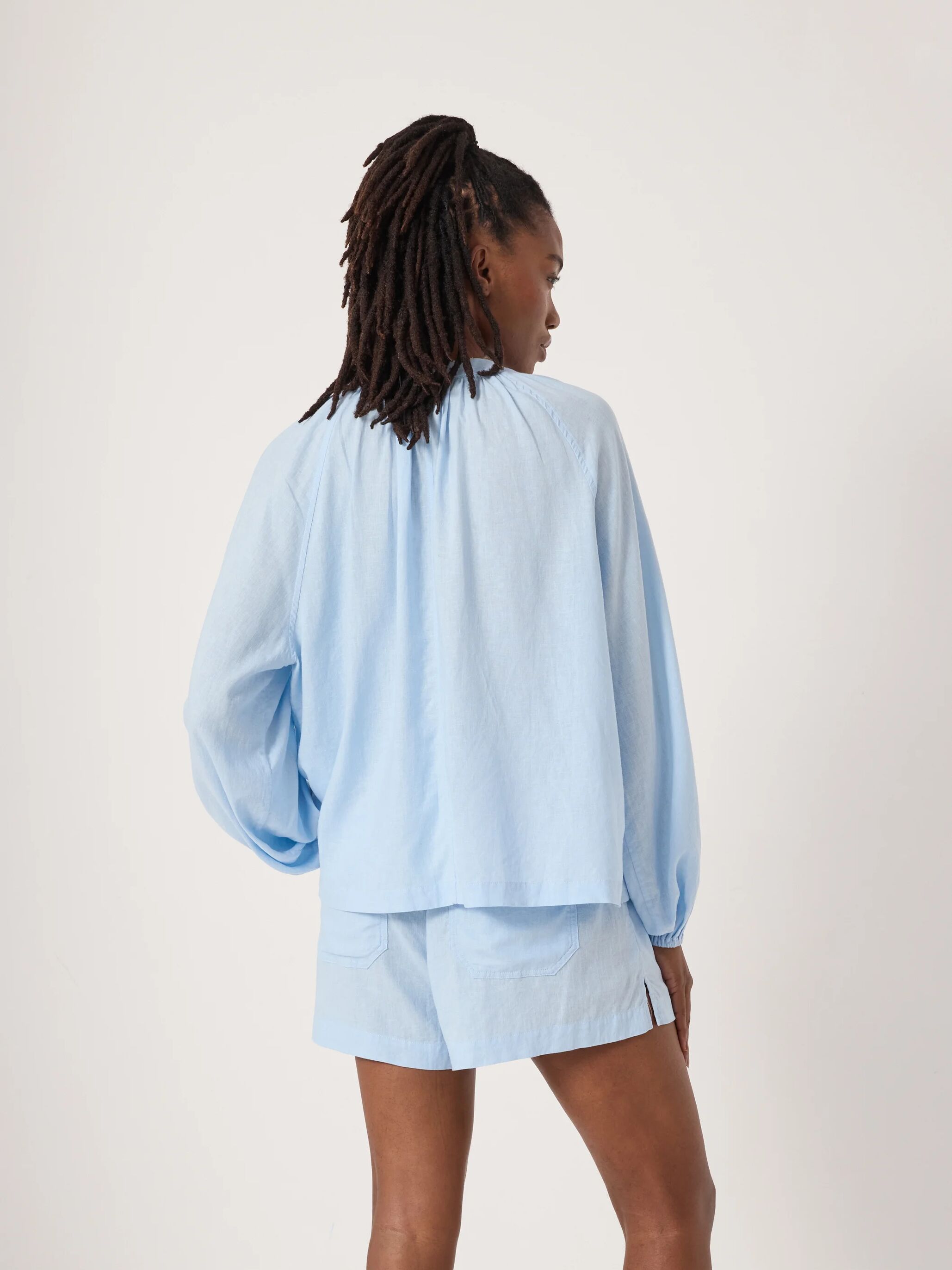Elsa Gathered Linen Beach Shirt