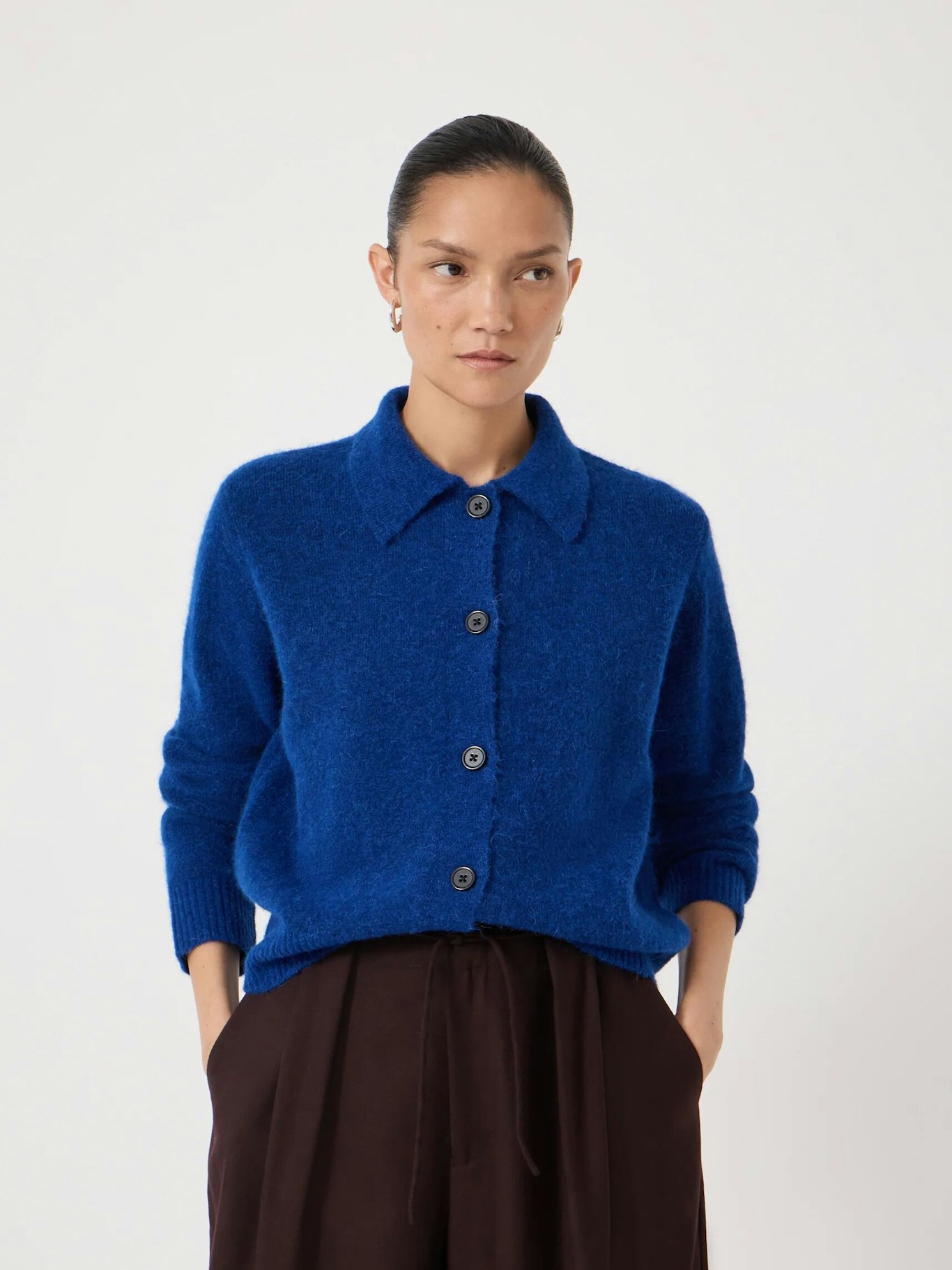 014354-1581-01 Cedar Wool Blend Collar Detail Cardigan