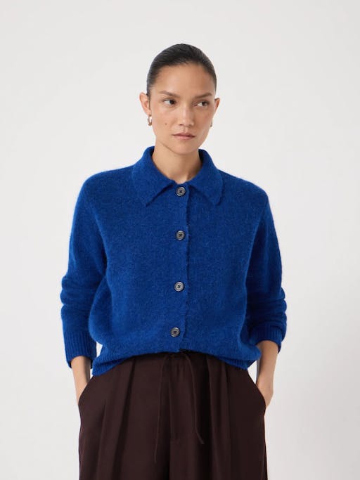Cedar Wool Blend Collar Detail Cardigan