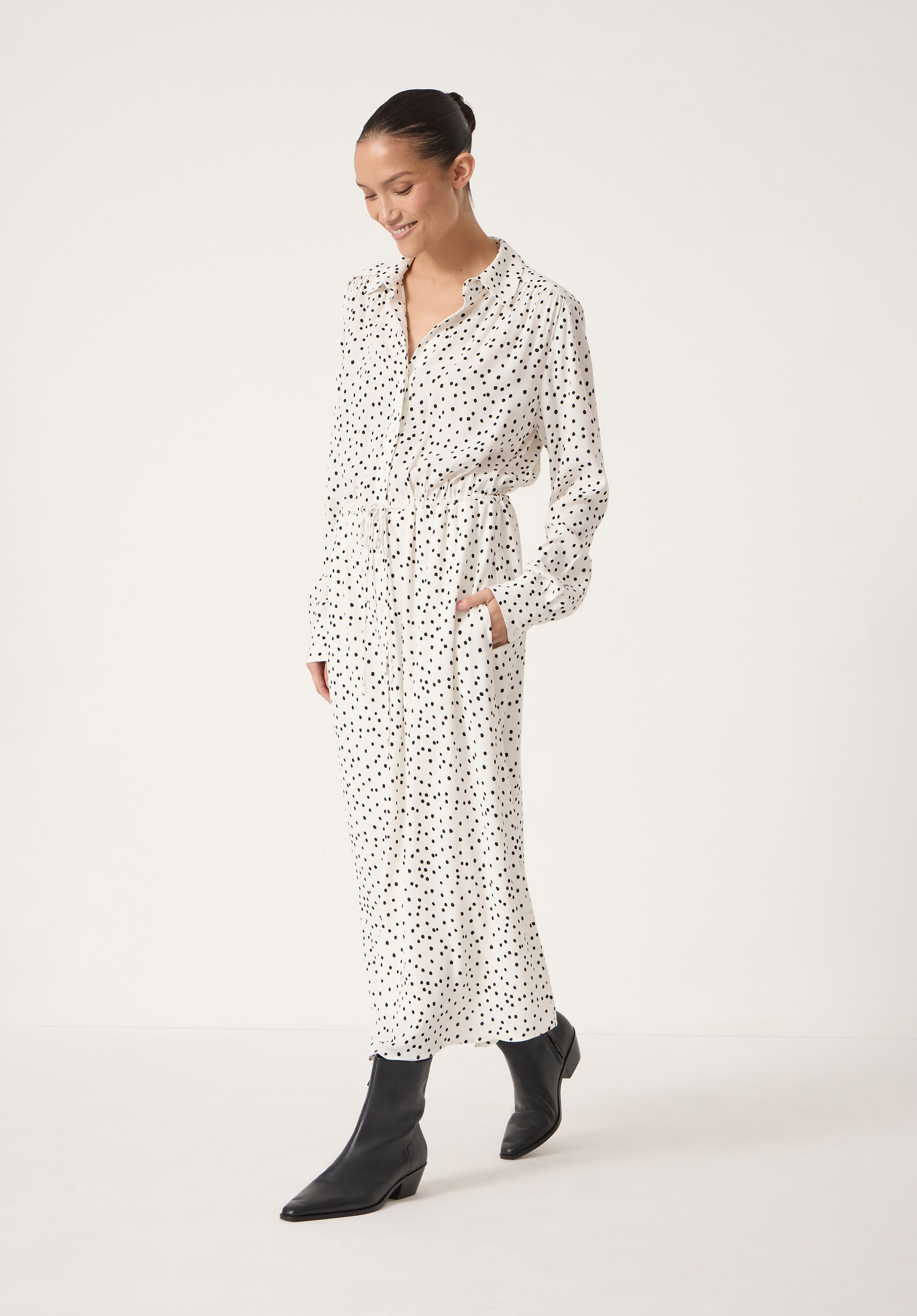 Rosey Polka Dot Midi Shirt Dress