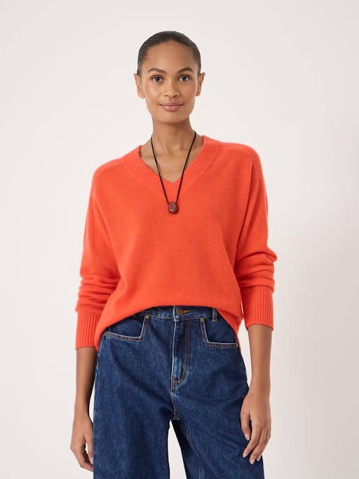 Colette Cashmere V-Neck Saddle Sleeve Jumper