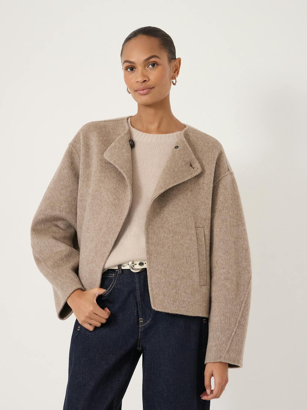 014278-4696-01 Pure Wool Double Faced Collarless Jacket