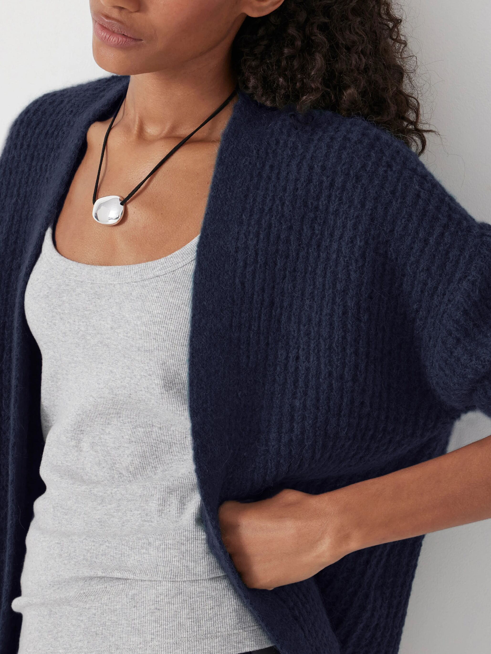 Flossie Waffle Stitch Wool Blend Edge to Edge Cardigan