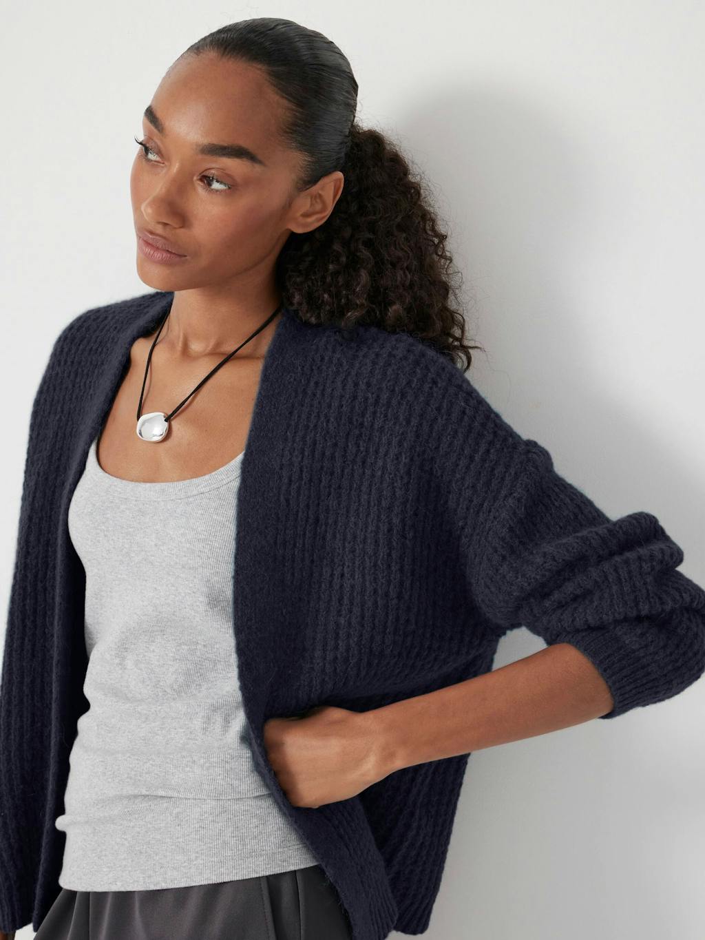 013362-1677-03 Flossie Waffle Stitch Wool Blend Edge to Edge Cardigan