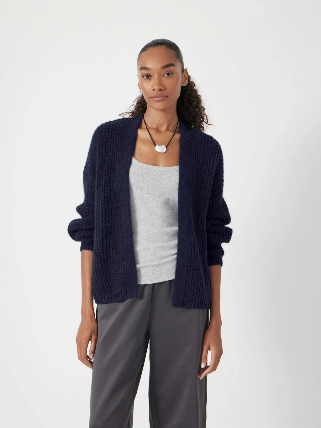 013362-1677-02 Flossie Waffle Stitch Wool Blend Edge to Edge Cardigan