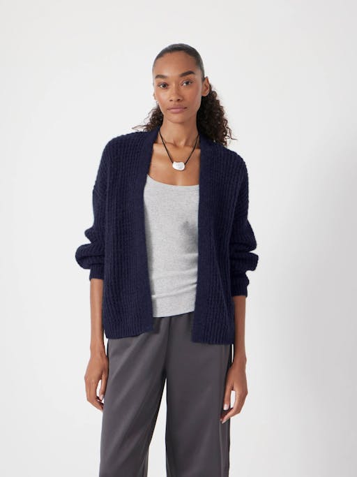 Flossie Waffle Stitch Wool Blend Edge to Edge Cardigan