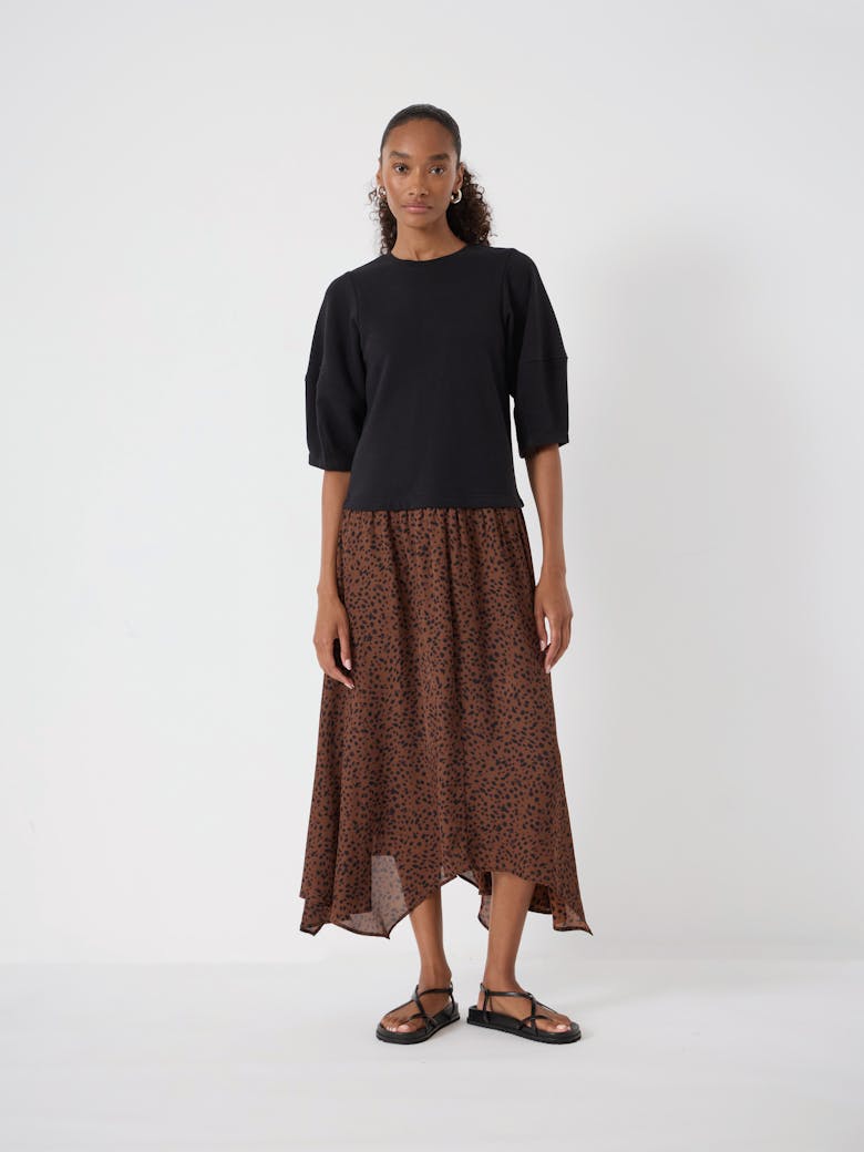 Zola Puff Sleeve Hanky Hem Dress