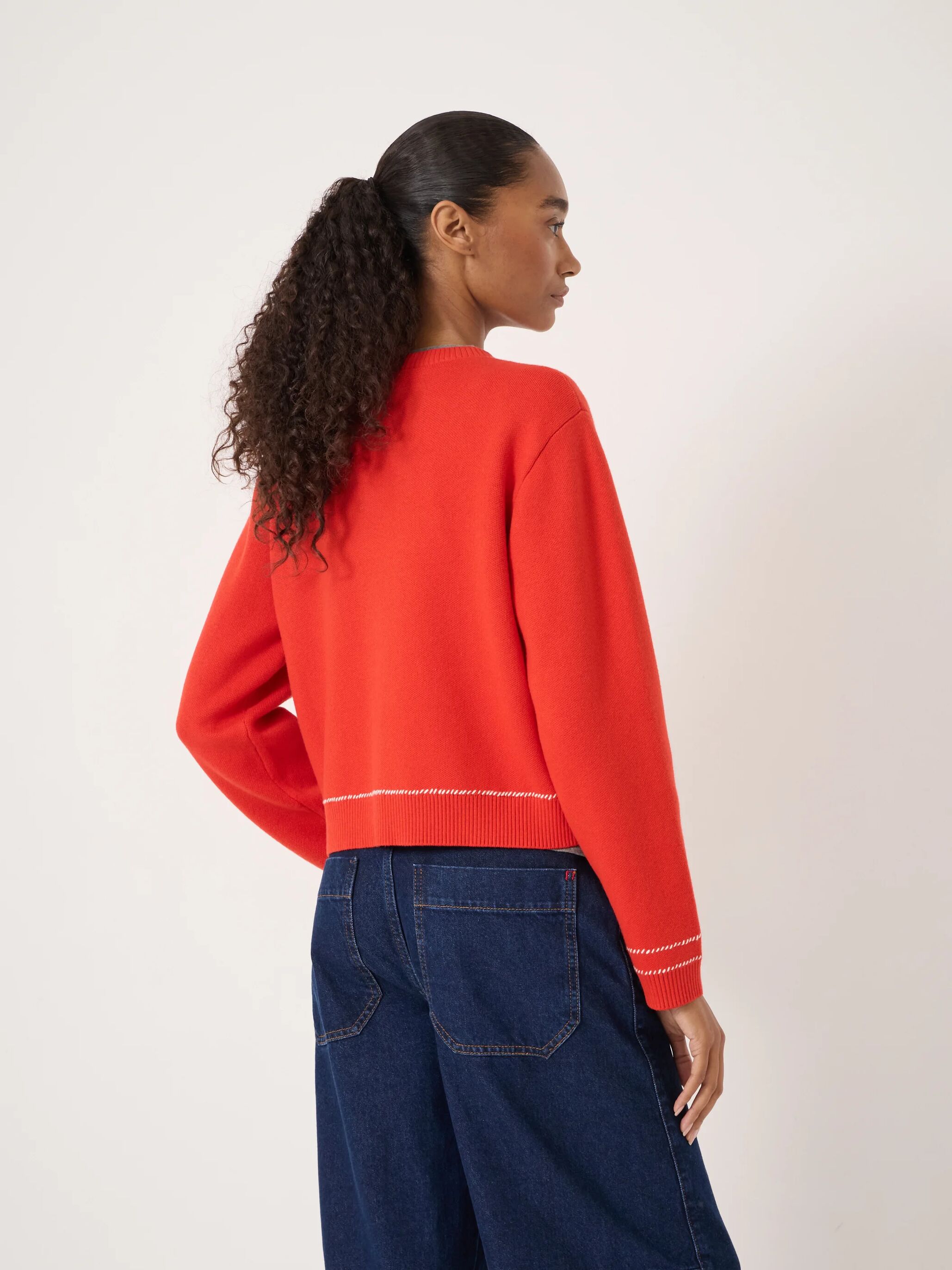 Stitch Detail Cardigan with Wool