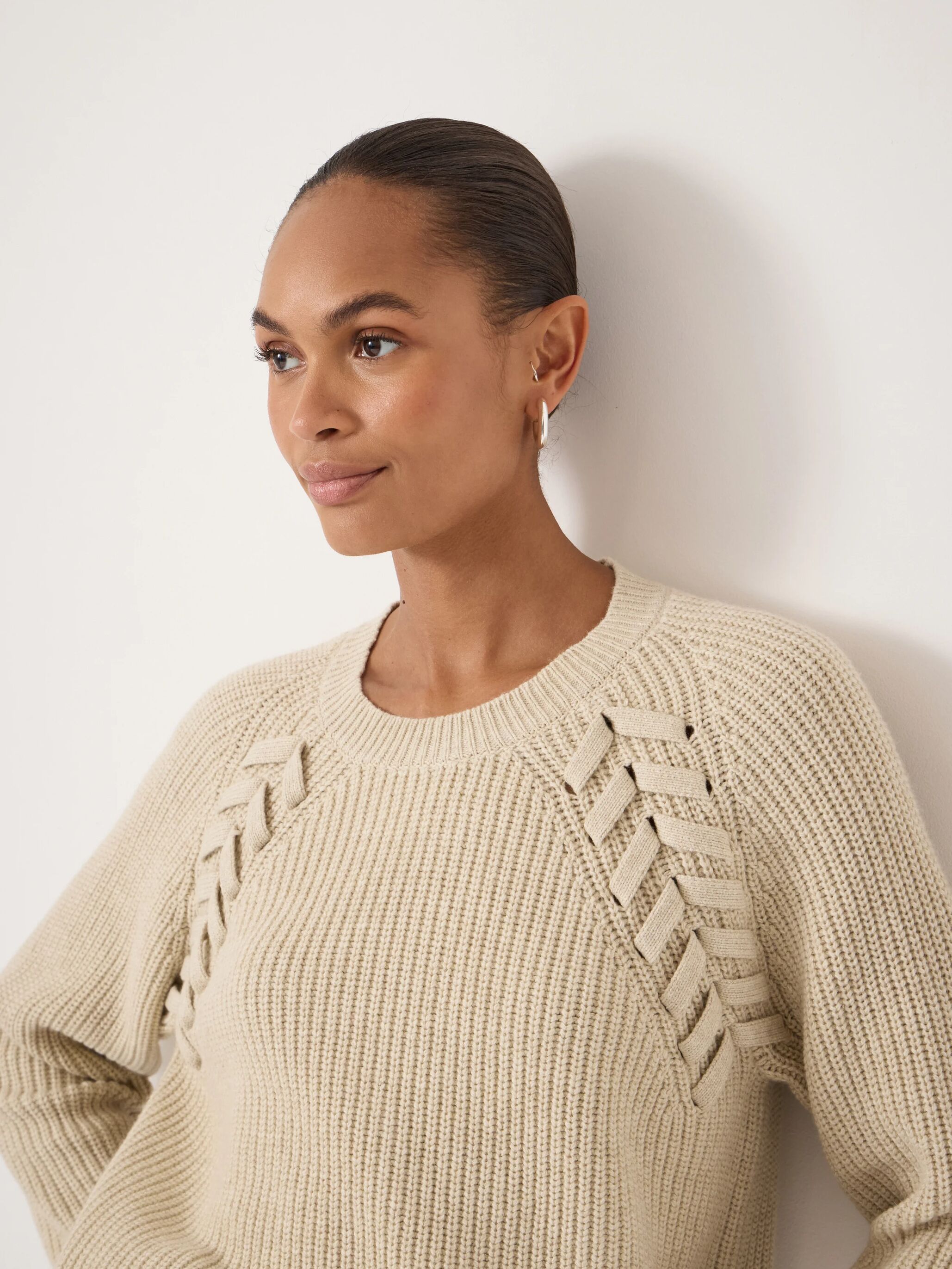 Mel Wool Blend Plait Trim Jumper