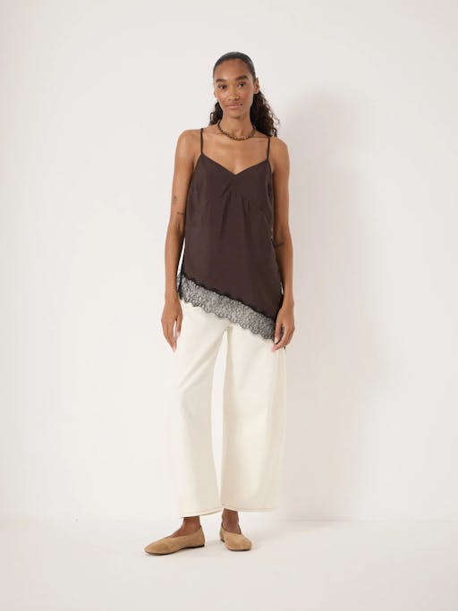 Marnie Asymmetric Lace Trim Cami