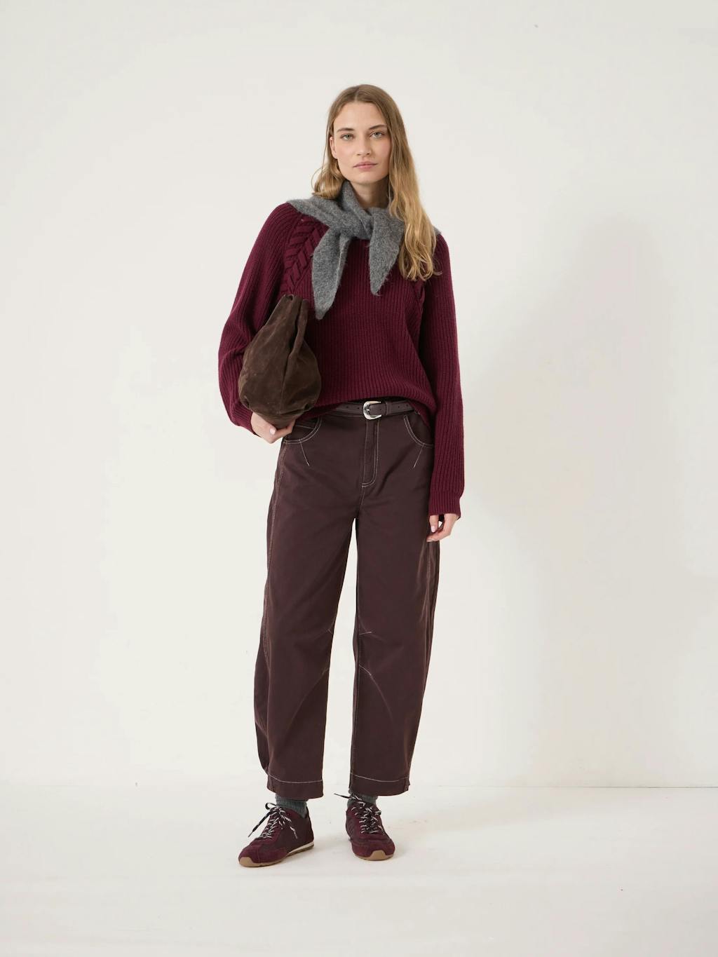 014713-1324-02 Mel Wool Blend Plait Trim Jumper