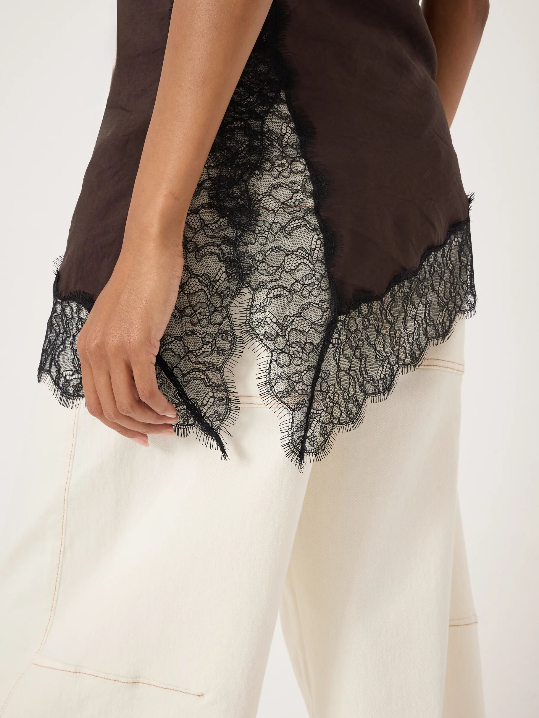 Marnie Asymmetric Lace Trim Cami