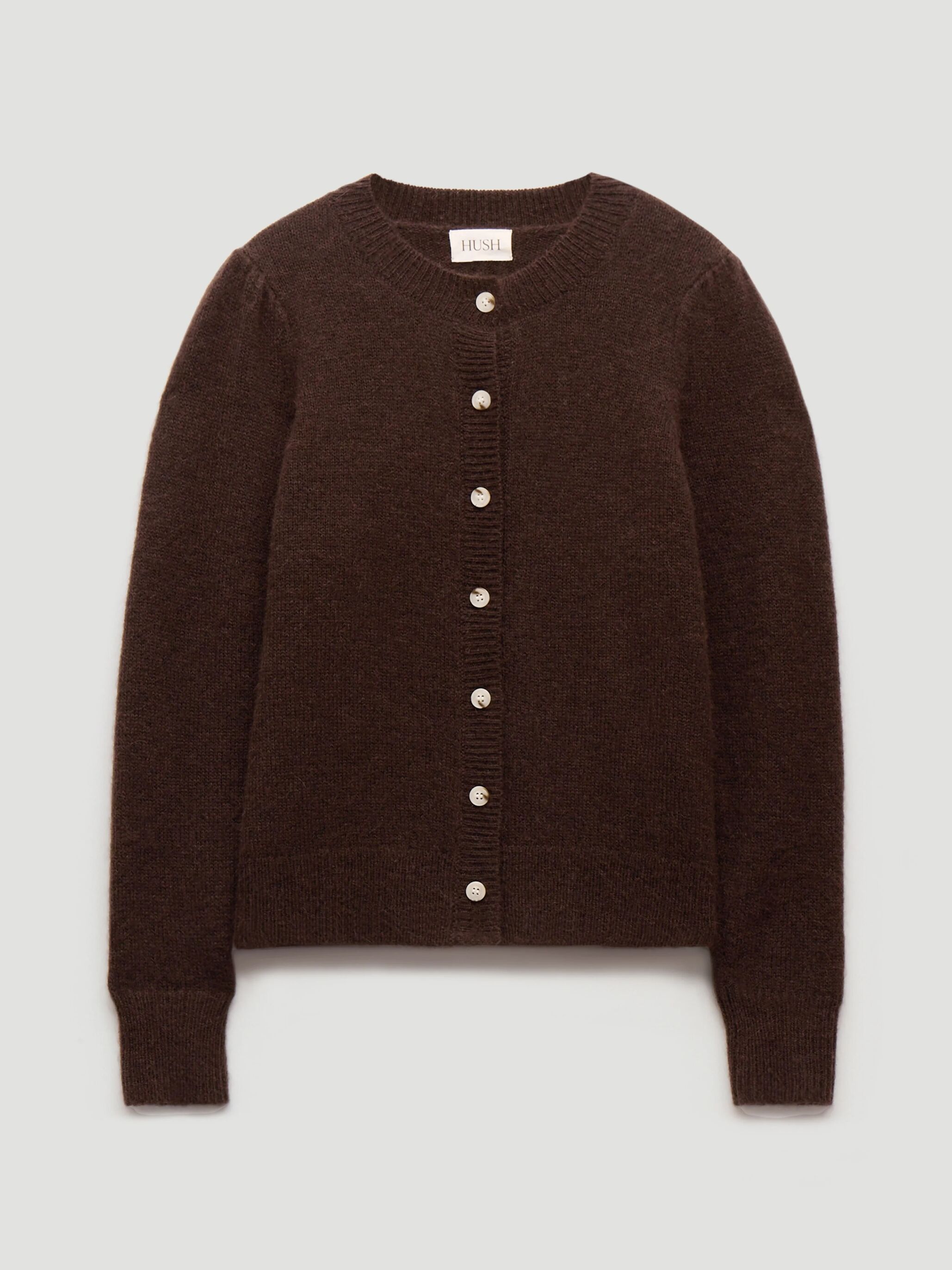 Wool Blend Gathered Shoulder Detail Cardigan