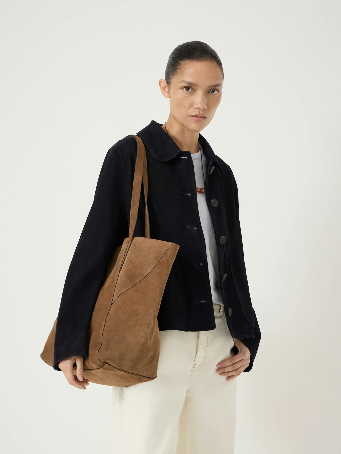 014254-0475-01 Saffie Suede Panel Tote Bag